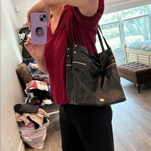 Kooba Black Shoulder Bag with Gold Details